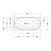 Duravit Baignoire balnéo Cape Cod 190x90 cm, angle gauche, 1 RS, blanc, système Air-3