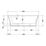 Duravit Baignoire balnéo Cape Cod 190x90 cm, pré-équipée, 1 côté, blanche, système Air-5
