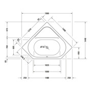 Duravit Baignoire balnéo D-Code 140x140 cm, E, EB-Vers, 2 RS, blanche, J Proj.-4