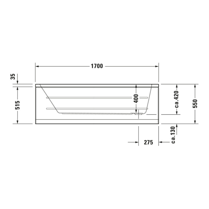 Duravit Baignoire balnéo D-Code 170x70 cm, version EB, 1 RS, blanche, J Proj.