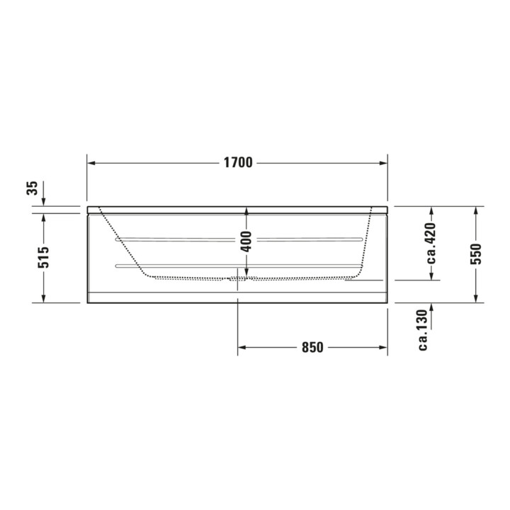 Duravit Baignoire balnéo D-Code 170x75 cm, version EB, 1 RS, blanche, J Proj.
