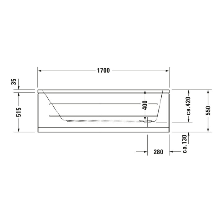 Duravit Baignoire balnéo D-Code 170x75 cm, version EB, 1 RS, blanche, J Proj.