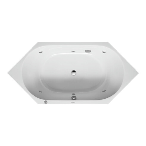Duravit Baignoire balnéo D-Code 190x90 cm, hexagonale, version encastrée, blanche, J Proj.