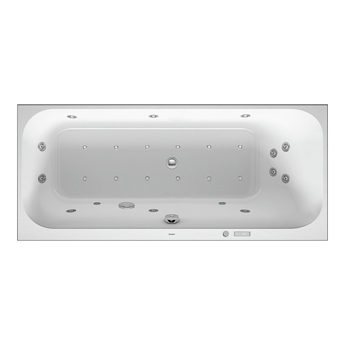 Duravit Baignoire balnéo Happy D.2 160x70 cm, Combi E, EB-Vers, 1 RS droite, blanche