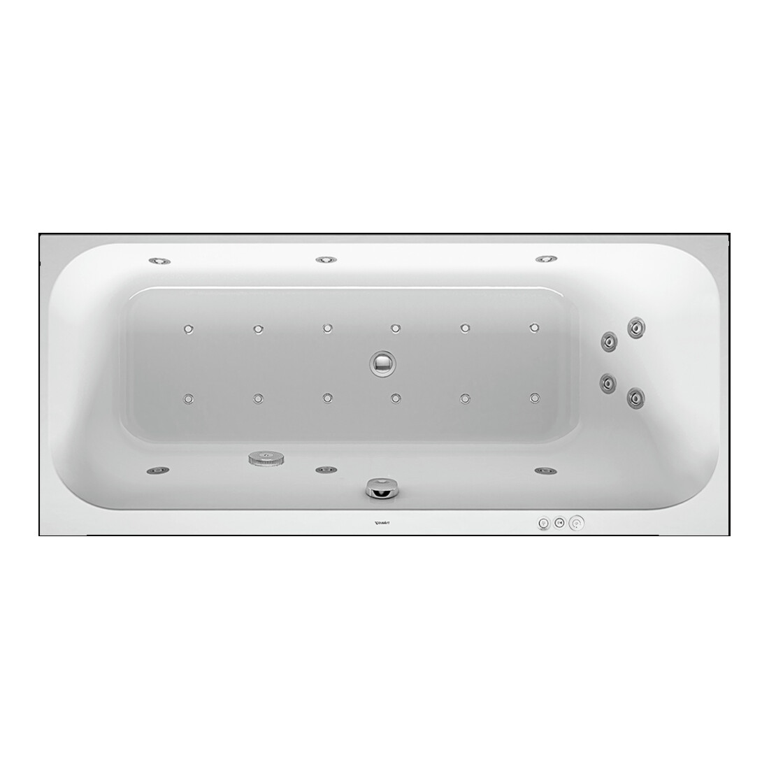 Duravit Baignoire balnéo Happy D.2 160x70 cm, Combi P, EB-Vers, 1 RS droite, blanche