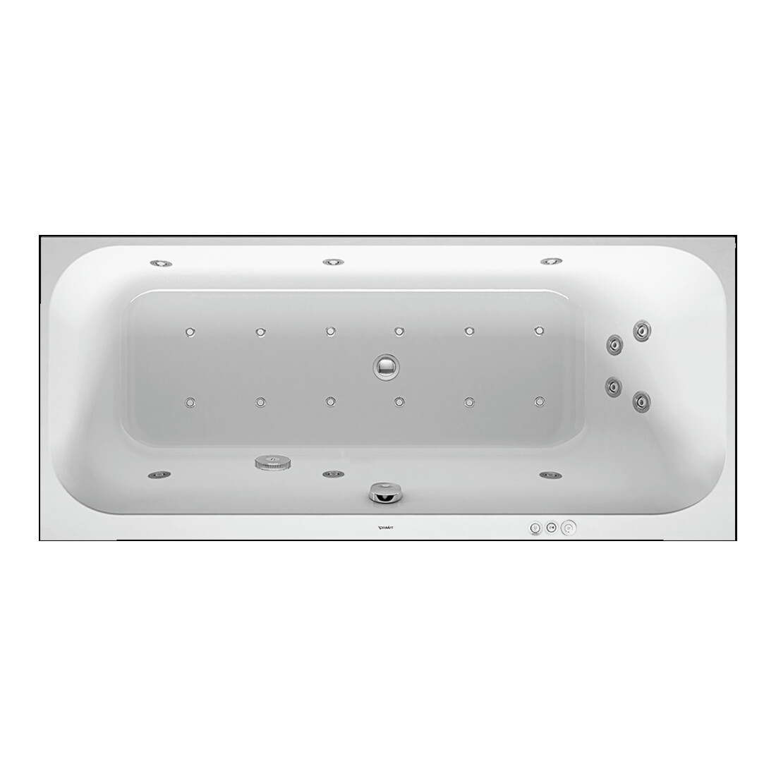 Duravit Baignoire balnéo Happy D.2 170x70 cm, Combi P, EB-Vers, 1 RS droite, blanche