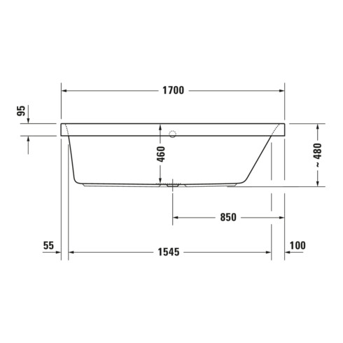 Duravit Baignoire balnéo Happy D.2 170x75 cm, Combi E, EB-Vers, 1 RS droite, blanche