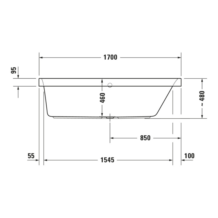 Duravit Baignoire balnéo Happy D.2 170x75 cm, Combi P, version EB, 1 RS droite, blanche