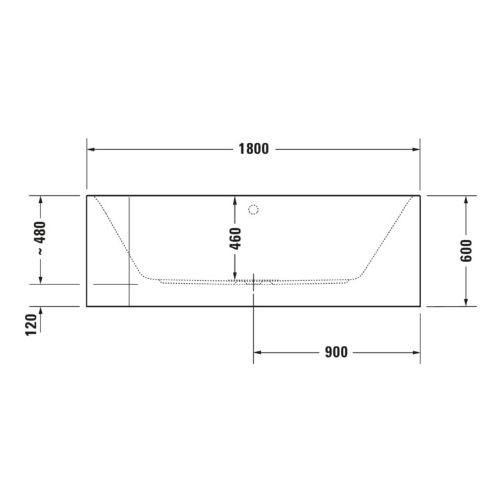 Duravit Baignoire balnéo Happy D.2 180x80 cm, angle droite, 2 jets, blanc, Combi-Sys E