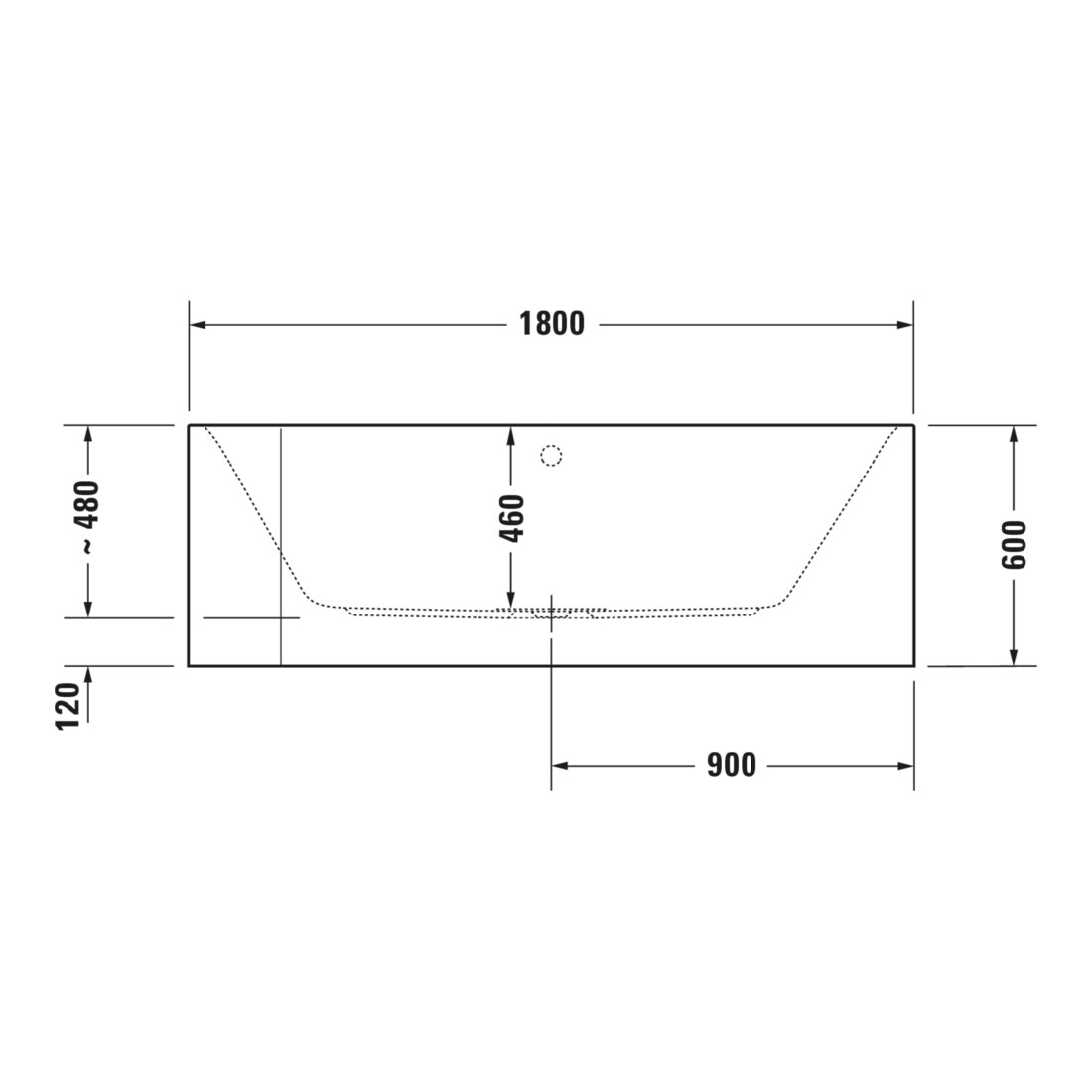 Duravit Baignoire balnéo Happy D.2 180x80 cm, angle droite, 2 jets, blanc, Combi-Sys E