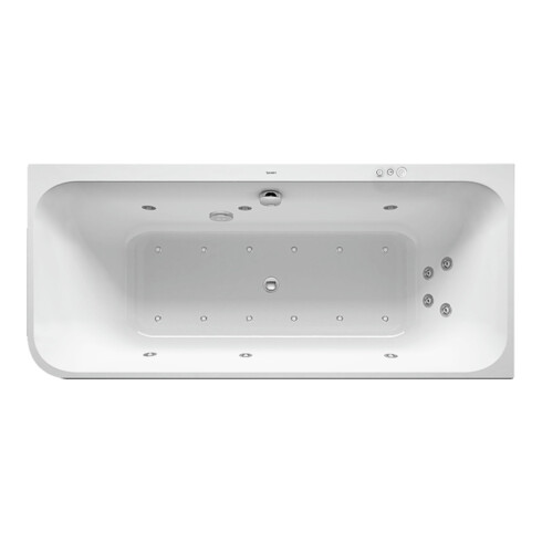 Duravit Baignoire Balnéo Happy D.2 180x80 cm, angle droite, 2 jets, blanc, Combi-Sys P