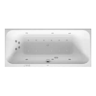 Duravit Baignoire balnéo Happy D.2 180x80 cm, Combi P, version EB, 2 RS, blanche
