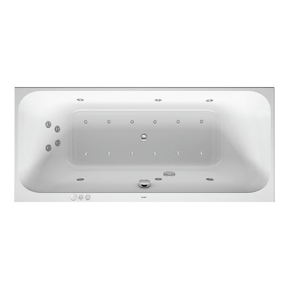 Duravit Baignoire balnéo Happy D.2 180x80 cm, Combi P, version EB, 2 RS, blanche