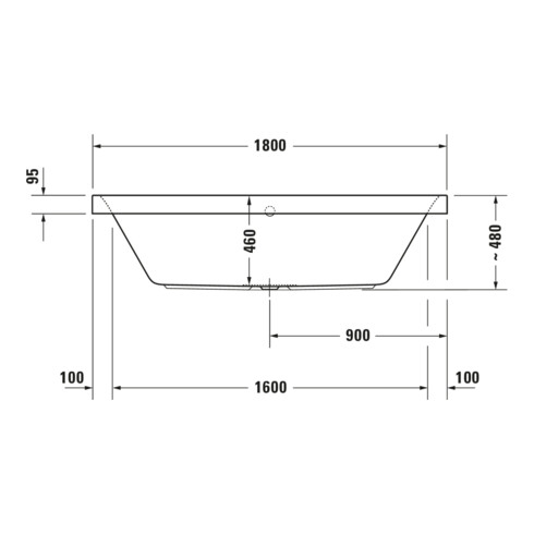 Duravit Baignoire balnéo Happy D.2 180x80 cm, Combi P, version EB, 2 RS, blanche