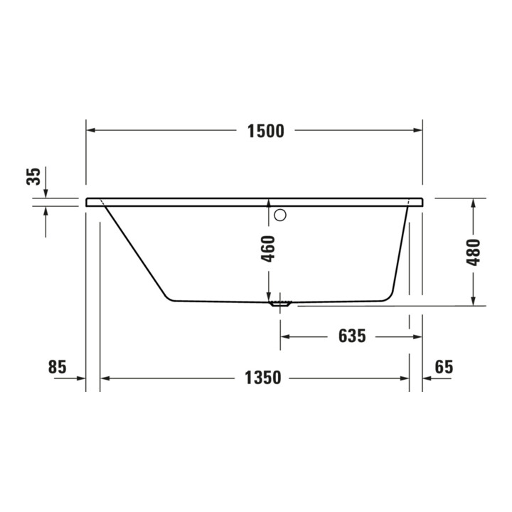 Duravit Baignoire balnéo No. 1 150x80 cm, 115 l, EB-Vers, 1 RS gauche, blanc