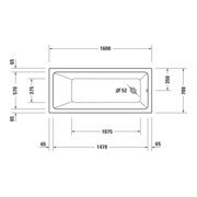 Duravit Baignoire balnéo No. 1 160x70 cm, 110 l, version EB, avec 1 RS, blanc-4