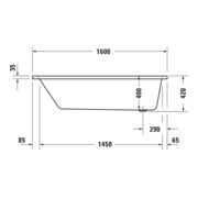 Duravit Baignoire balnéo No. 1 160x70 cm, 110 l, version EB, avec 1 RS, blanc-4
