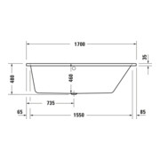 Duravit Baignoire balnéo No. 1 170x100 cm, 210 l, EB-Vers, 1 RS droite, blanc-3