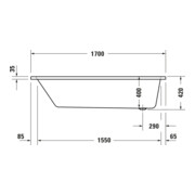 Duravit Baignoire balnéo No. 1 170x75 cm, 145 l, version EB, avec 1 RS, blanche-3