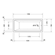 Duravit Baignoire balnéo No. 1 170x75 cm, 145 l, version EB, avec 1 RS, blanche-4