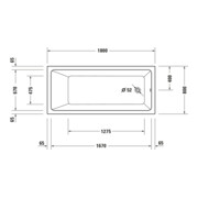 Duravit Baignoire balnéo No. 1 180x80 cm, 180 l, version EB, avec 1 RS, blanc-3