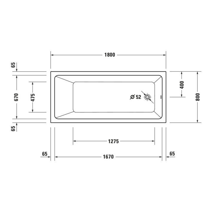 Duravit Baignoire balnéo No. 1 180x80 cm, 180 l, version EB, avec 1 RS, blanc