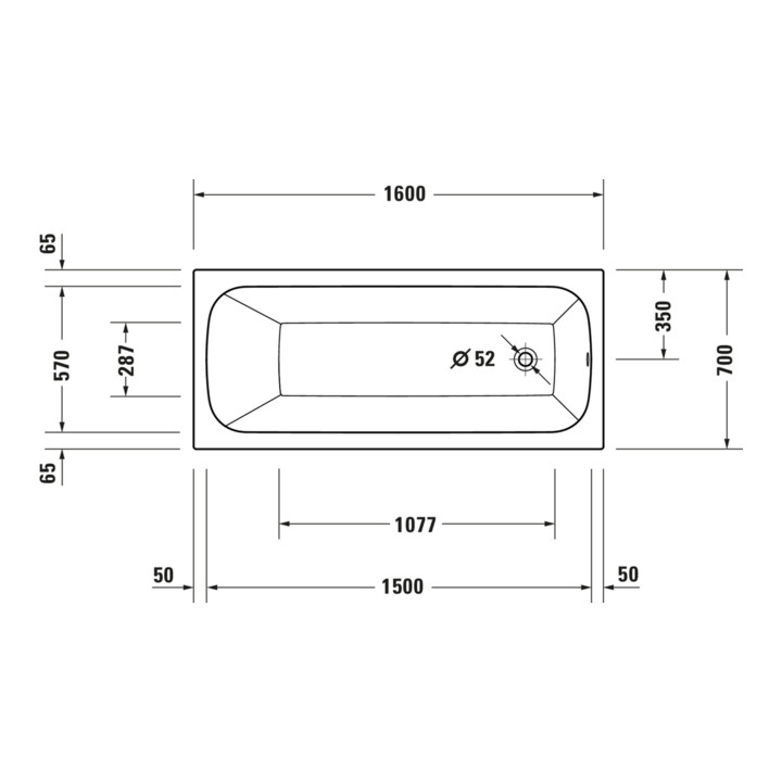 Duravit Baignoire balnéo Qatego 160x70 cm, Combi E, version EB, 1 RS, bl.