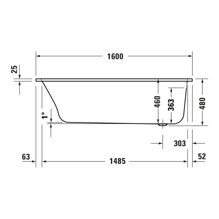 Duravit Baignoire balnéo Qatego 160x70 cm, Jet-Sys, version EB, 1 RS, blanc