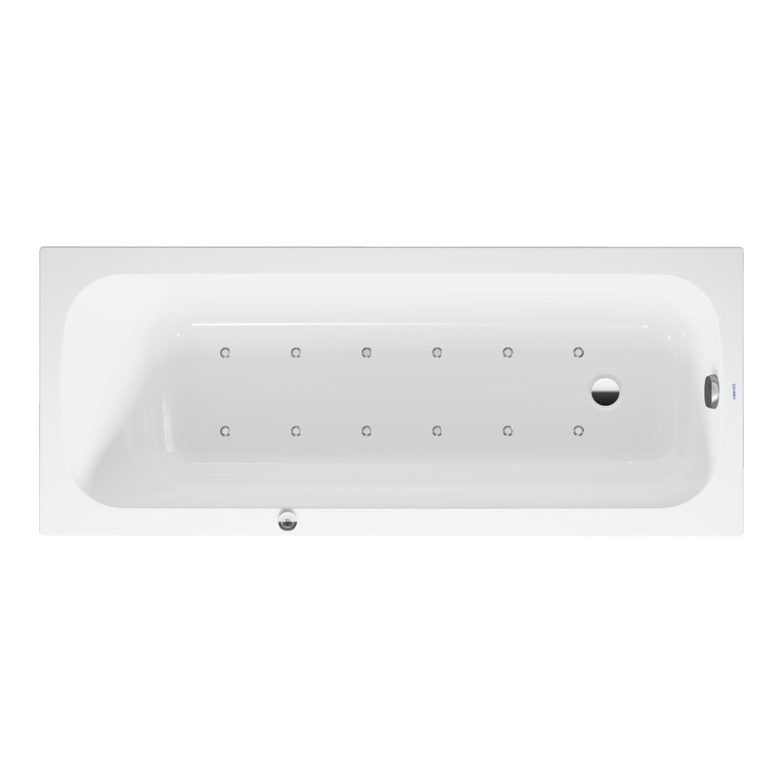 Duravit Baignoire balnéo Qatego 170x70 cm, Air-Sys, version EB, 1 RS, blanche