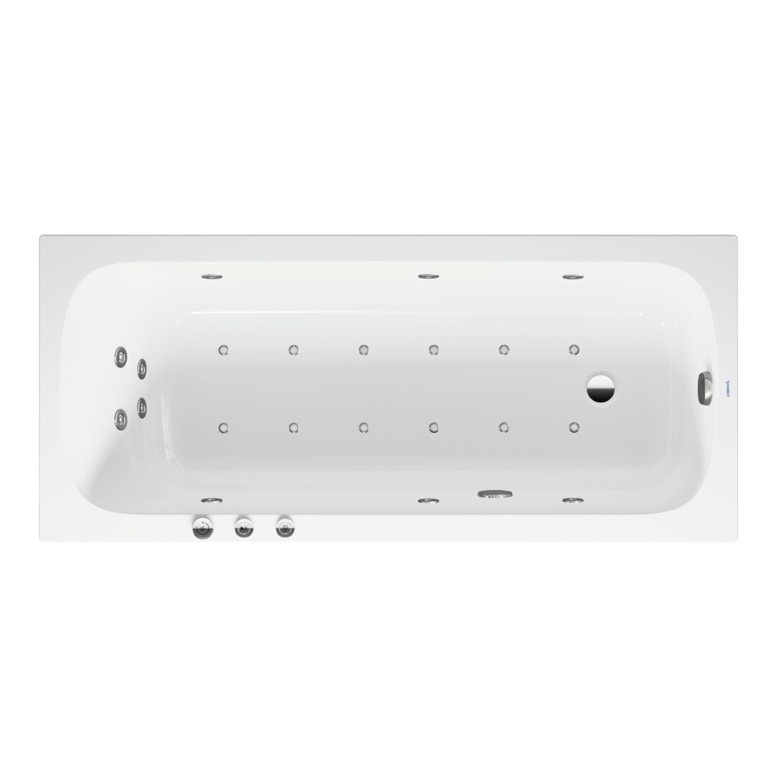 Duravit Baignoire balnéo Qatego 170x75 cm, Combi P, version EB, 1 RS, blanc