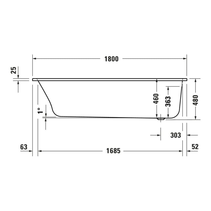 Duravit Baignoire balnéo Qatego 180x80 cm, Combi E, version EB, 1 RS, blanche