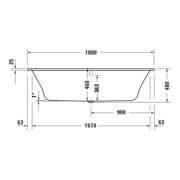 Duravit Baignoire balnéo Qatego 180x80 cm, EB-Vers, 2 RS, blanche, Combi-Sys E-3