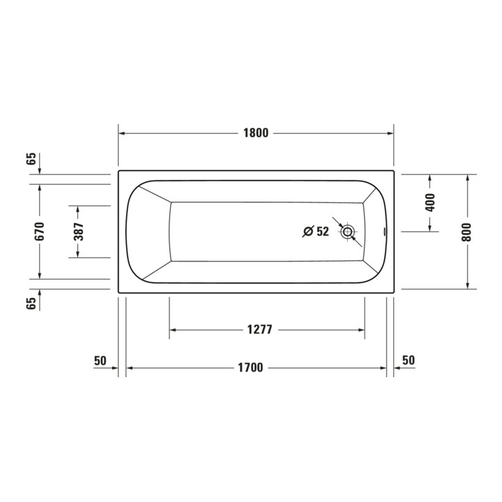 Duravit Baignoire balnéo Qatego 180x80 cm, Jet-Sys, version EB, 1 RS, blanc
