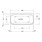 Duravit Baignoire balnéo Qatego 180x87 cm, avant, 2 jets, blanc, système Air-4