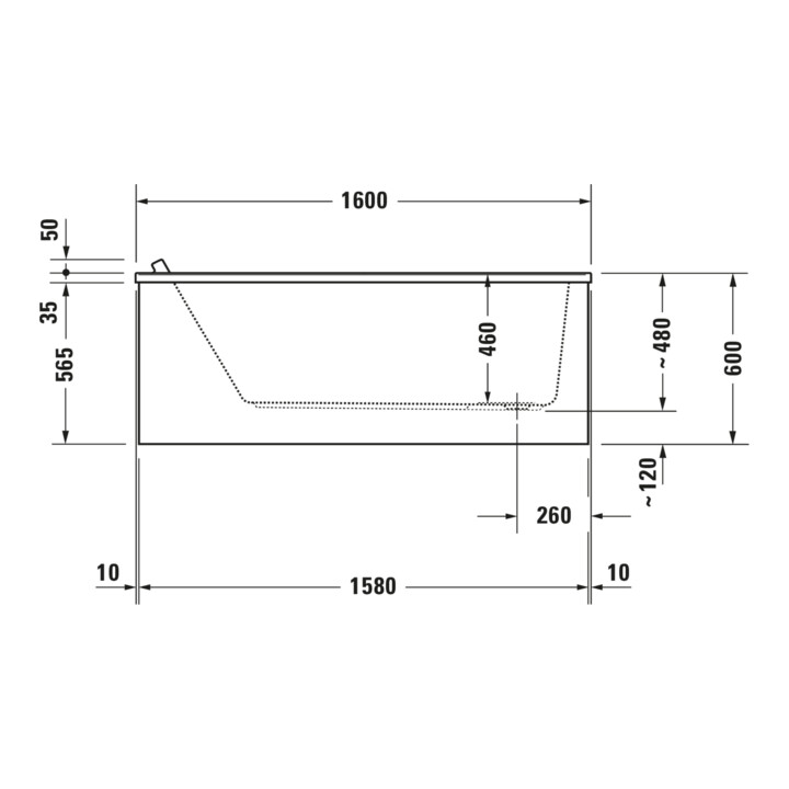 Duravit Baignoire balnéo Starck 160x70 cm, Combi E, version EB, 1 RS, blanc