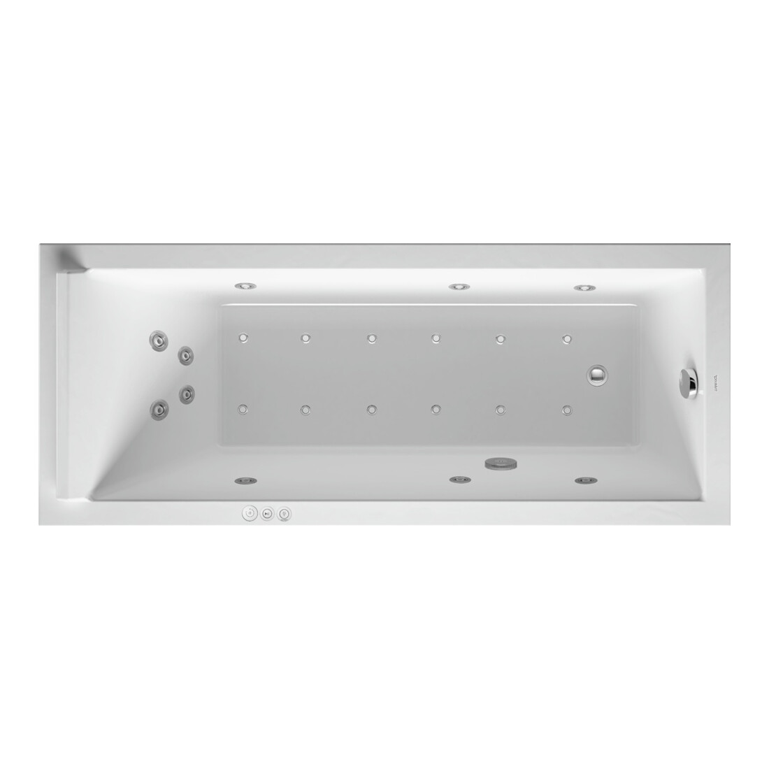 Duravit Baignoire balnéo Starck 170x70 cm, Combi P, version EB, 1 RS, blanc