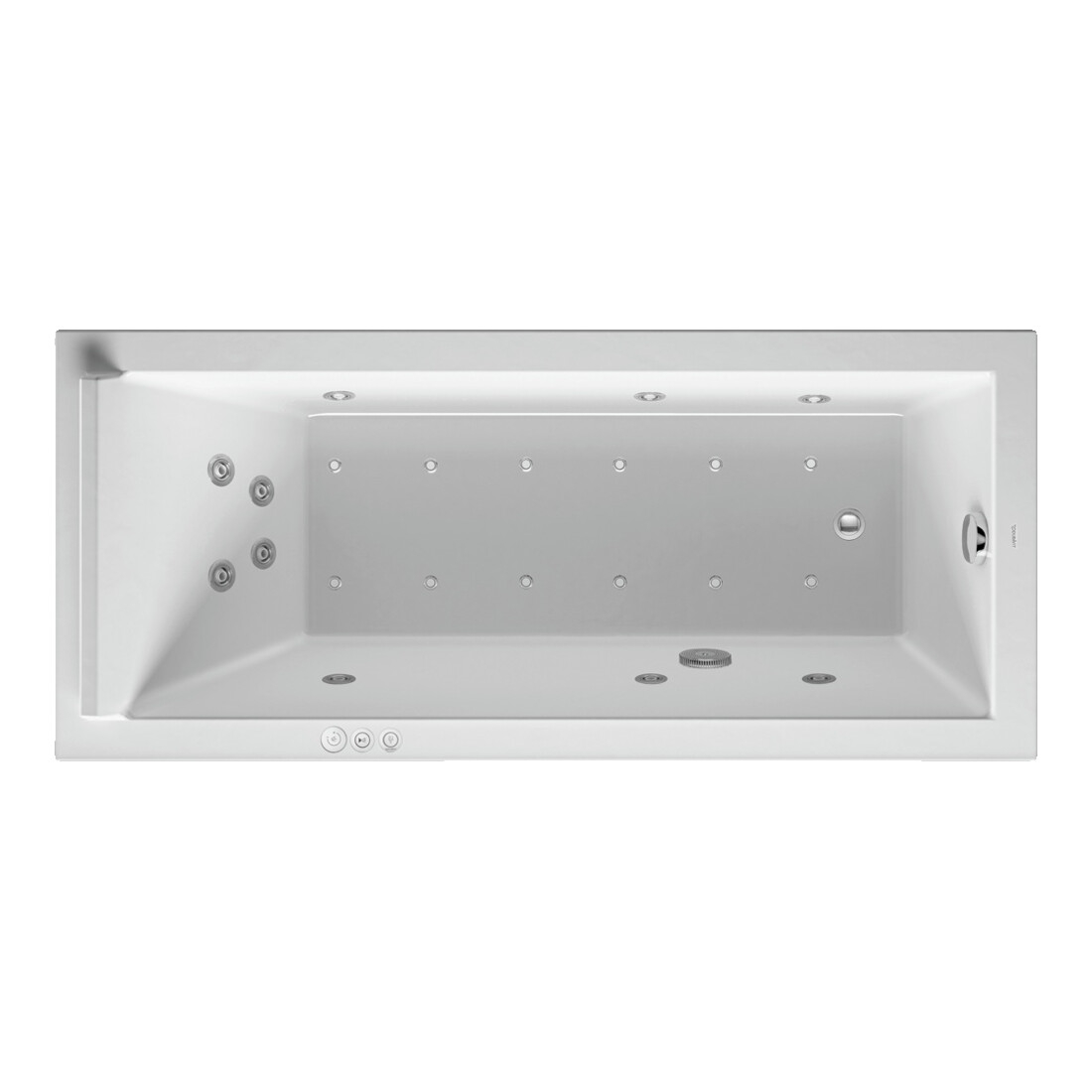 Duravit Baignoire balnéo Starck 170x75 cm, Combi P, version EB, 1 RS, blanche