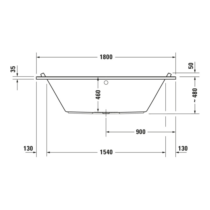 Duravit Baignoire balnéo Starck 180x90 cm, Combi P, version EB, 2 RS, blanc