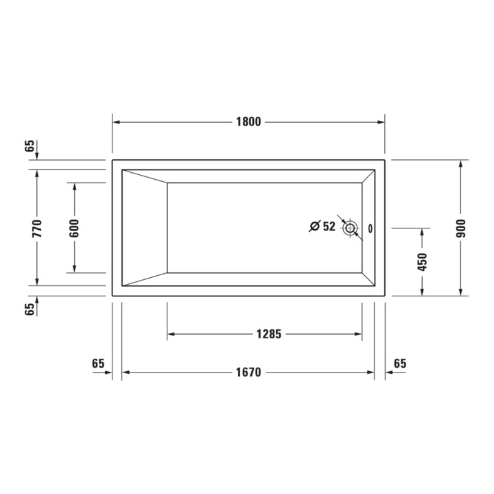 Duravit Baignoire balnéo Starck 180x90 cm, EB-Vers, 1 RS, blanc, Combi-Sys E