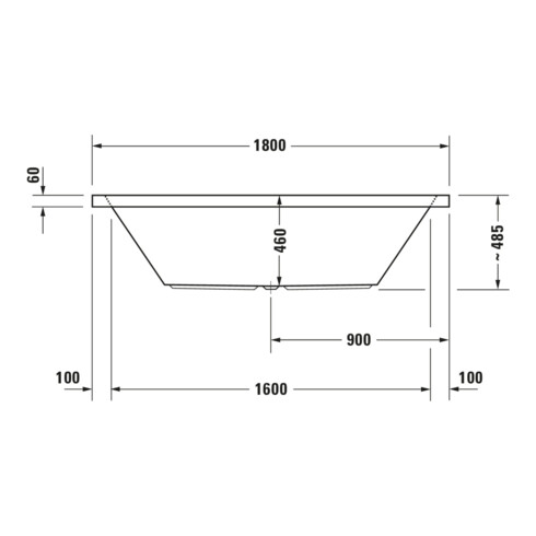 Duravit Baignoire balnéo Starck 180x90 cm, version EB, 2 jets, blanche, Combi-Sys E