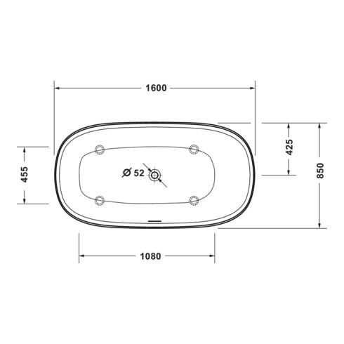 Duravit Baignoire balnéo Zencha 160x85 cm, 1 RS, autoportante, blanche