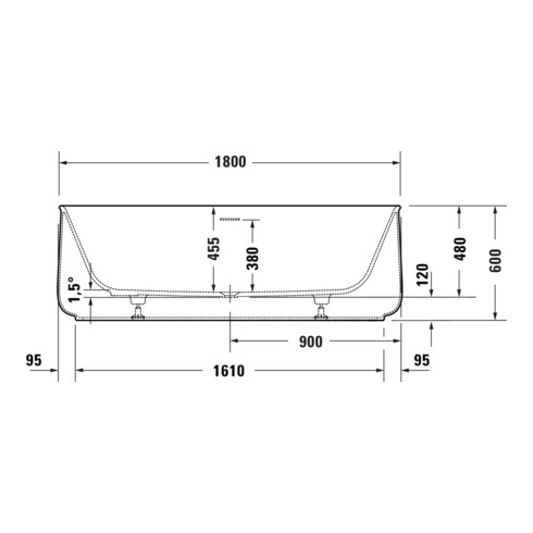 Duravit Baignoire balnéo Zencha 180x90 cm, 2 jets, autoportante, blanche