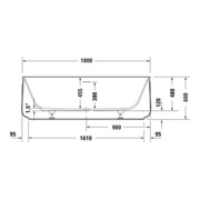 Duravit Baignoire balnéo Zencha 180x90 cm, 2 jets, autoportante, blanche-4