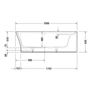 Duravit Baignoire Cape Cod 190x90x48,5 cm, angle droite, 1 RS, blanc-5