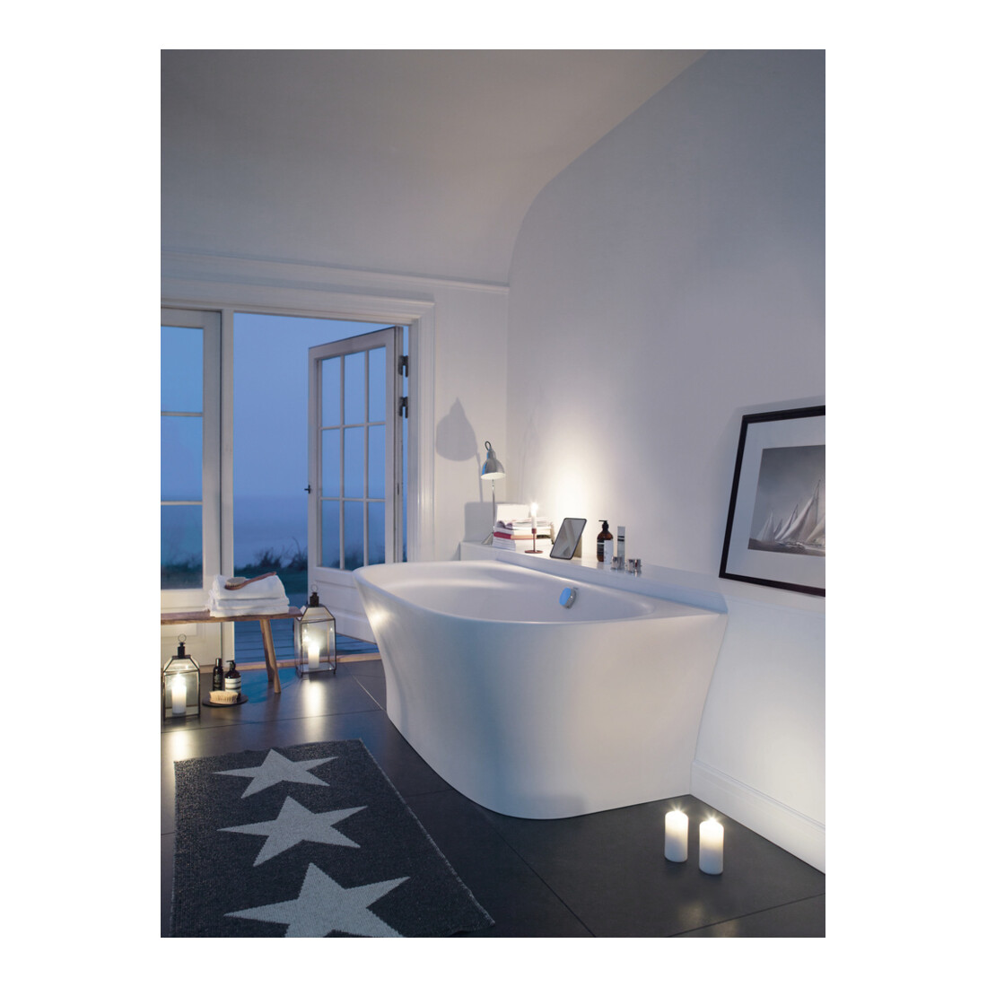 Duravit Baignoire Cape Cod 190x90x48,5 cm, pré-installée, 1 vidange, blanc