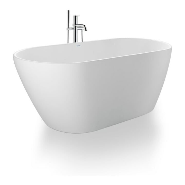 Duravit Baignoire D-Neo 160x75x45 cm, autoportante, avec trop-plein, 2 repose-têtes, mat blanc