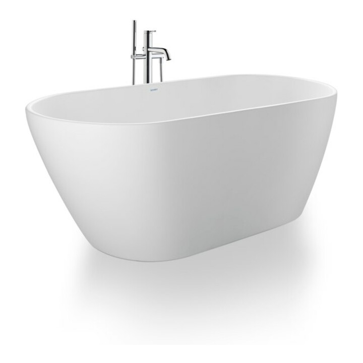 Duravit Baignoire D-Neo 160x75x45 cm, autoportante, avec trop-plein, 2 repose-têtes, mat blanc