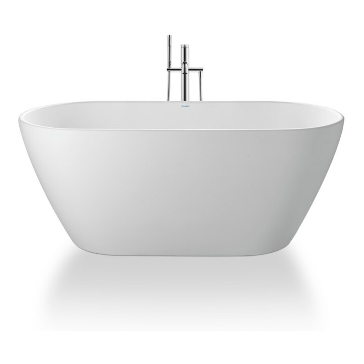 Duravit Baignoire D-Neo 160x75x45 cm, autoportante, avec trop-plein, 2 repose-têtes, mat blanc