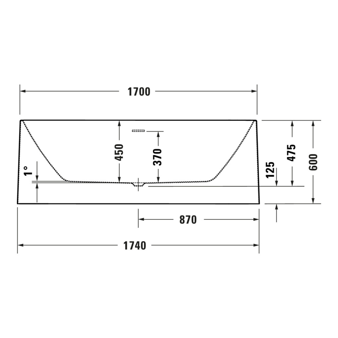 Duravit Baignoire DuraFoga 170x70x60 cm, autoportante