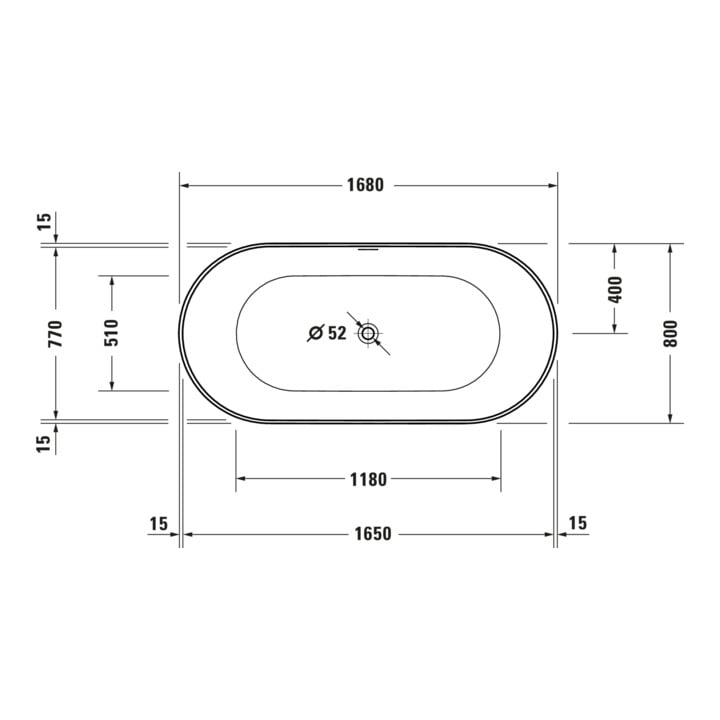 Duravit Baignoire DuraKanto 170x80x59 cm, ovale, autoportante, blanc brillant